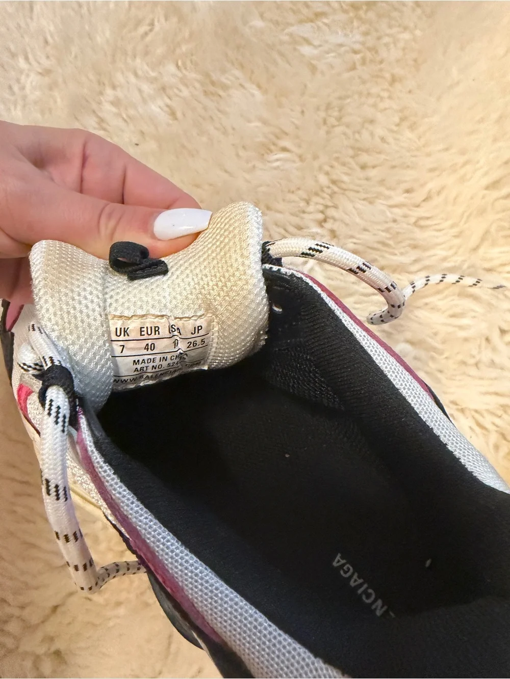 Balenciaga White Pink Black Triple S Sneakers